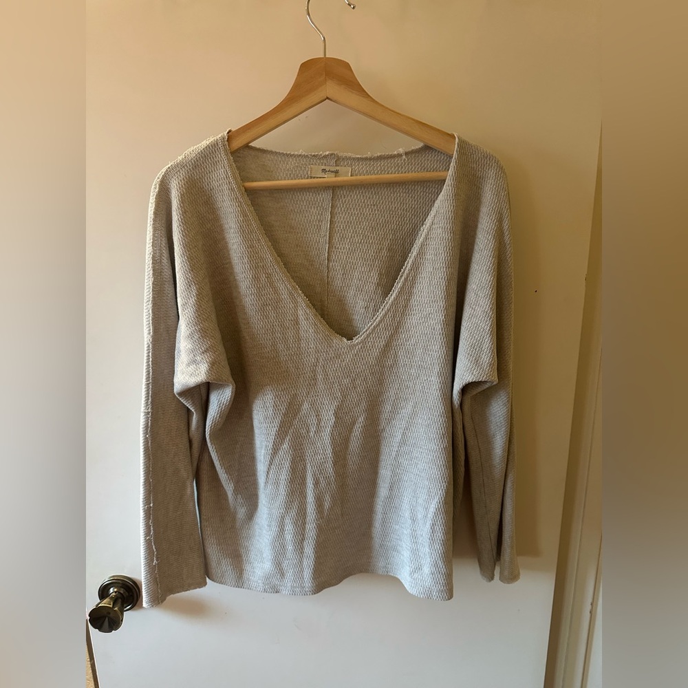 Madewell Textured Knit Sweater in Light Gray